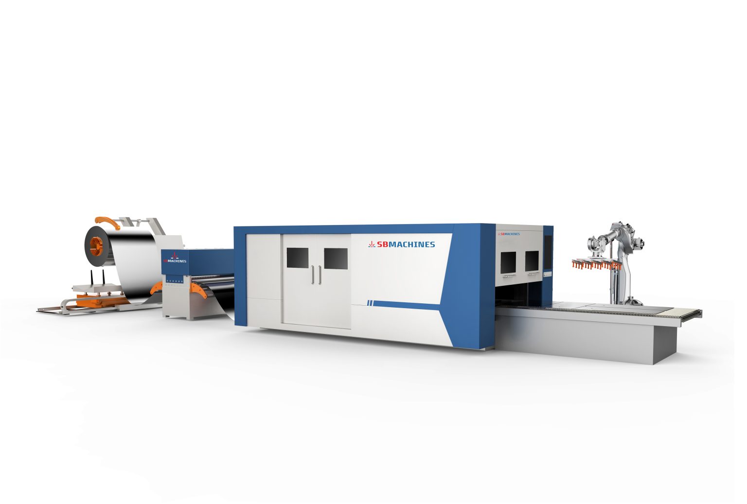 Multi-head coil-fed laser line — SBMachines product visual