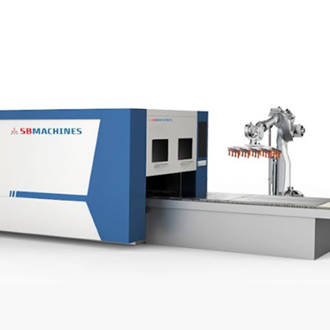 6-axis robot automating precise apilado of laser-cut parts