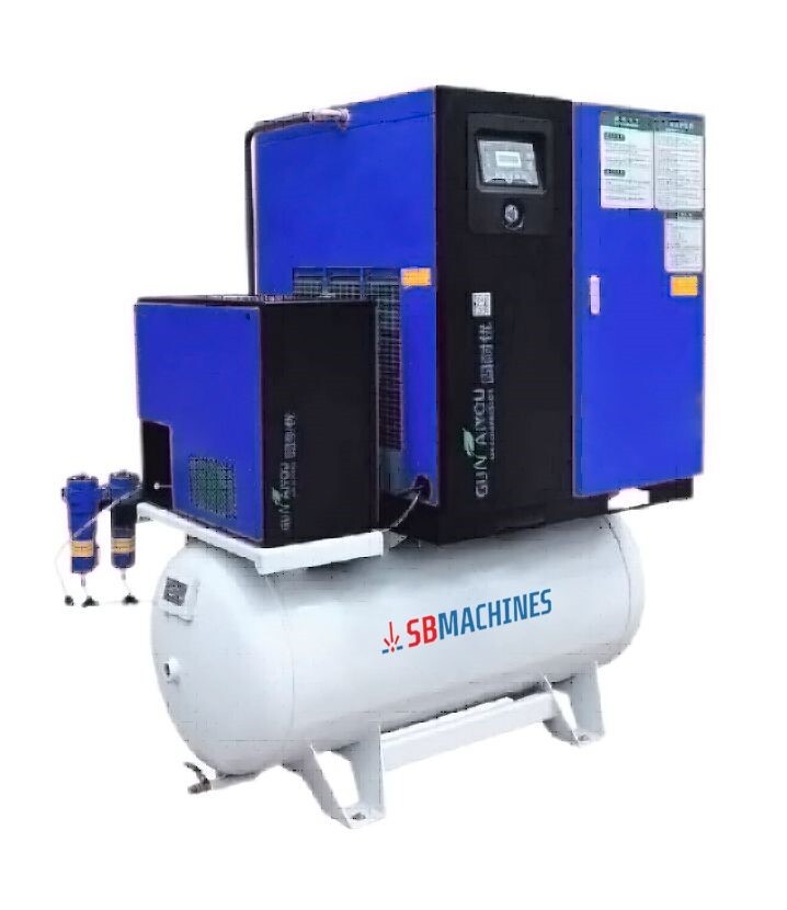 Screw-type air compressor system for laser cutting operations