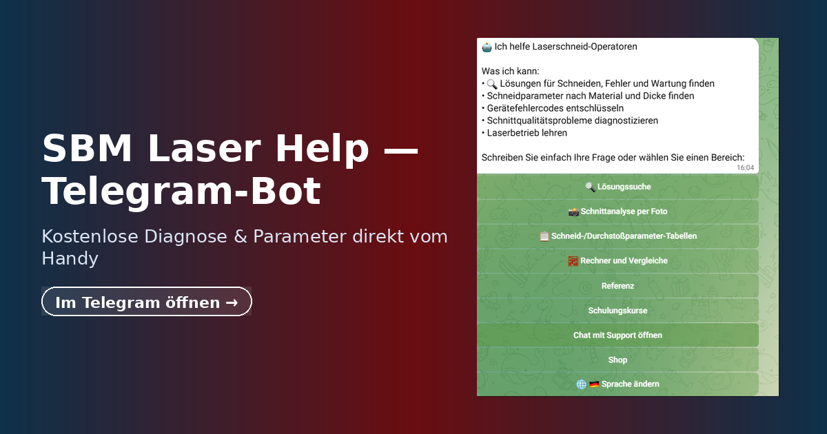 SBM Laser Help — Banner des kostenlosen Telegram-Bots