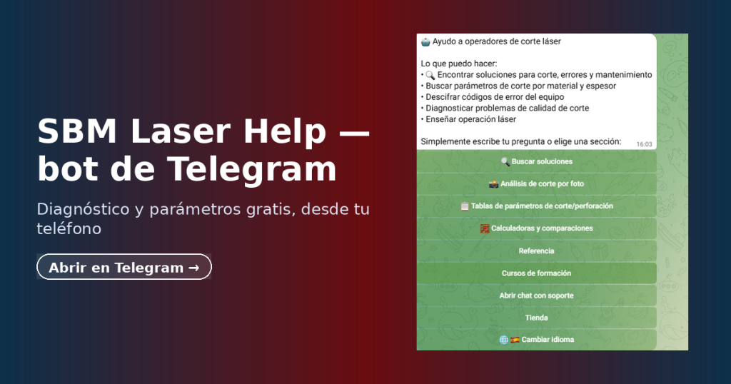 SBM Laser Help — banner del bot gratuito de Telegram