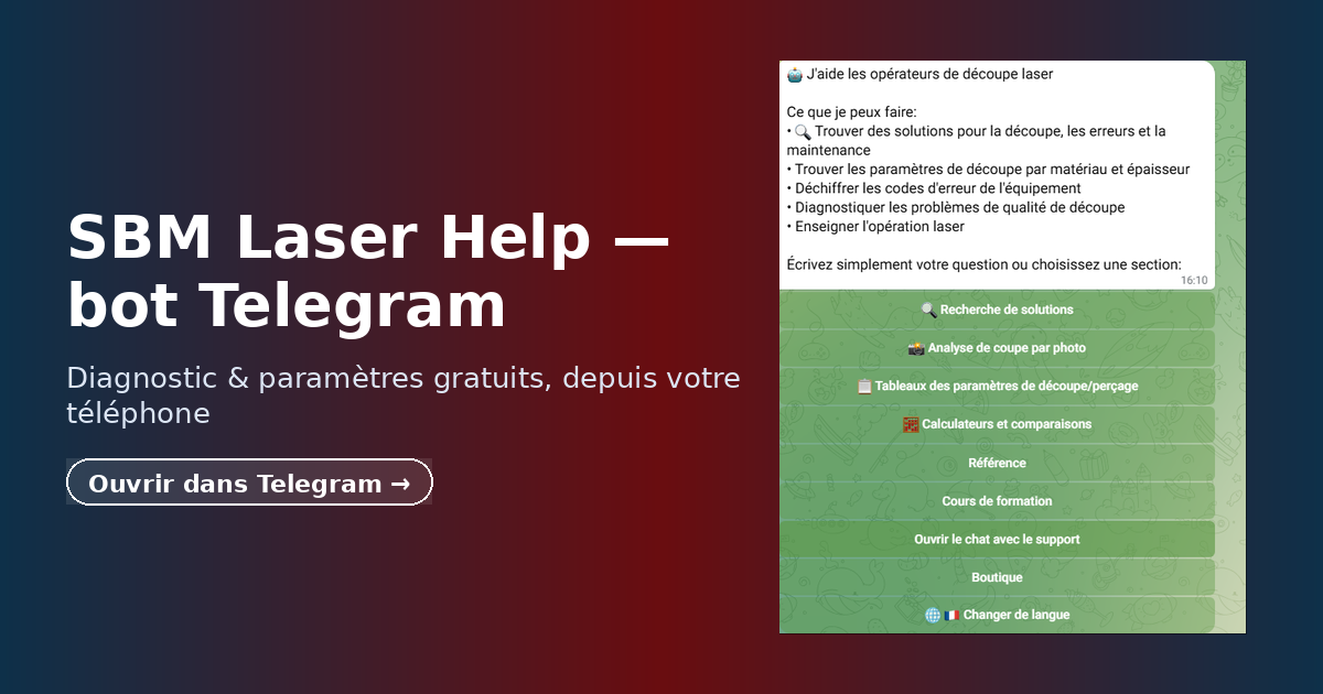 SBM Laser Help — bannière du bot Telegram gratuit