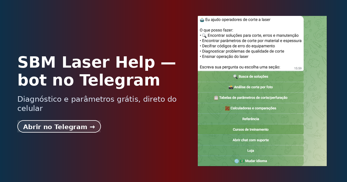 SBM Laser Help — banner do bot gratuito no Telegram